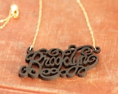 Brooklyn Nameplate in Black Leather SALE