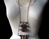 Sea Urchin Spine Amethyst Drusy Druzy Quartz Jasper Amulet Ladder Necklace Tribal Talisman Naturalist Pendant SIREN SONG by Spinning Castle