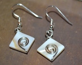 Wire Wrapped earrings- white square shell earrings-spring fashion-beach jewelry-wire jewelry
