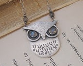 sterling silver labradorite owl pendant necklace - Peace & Love