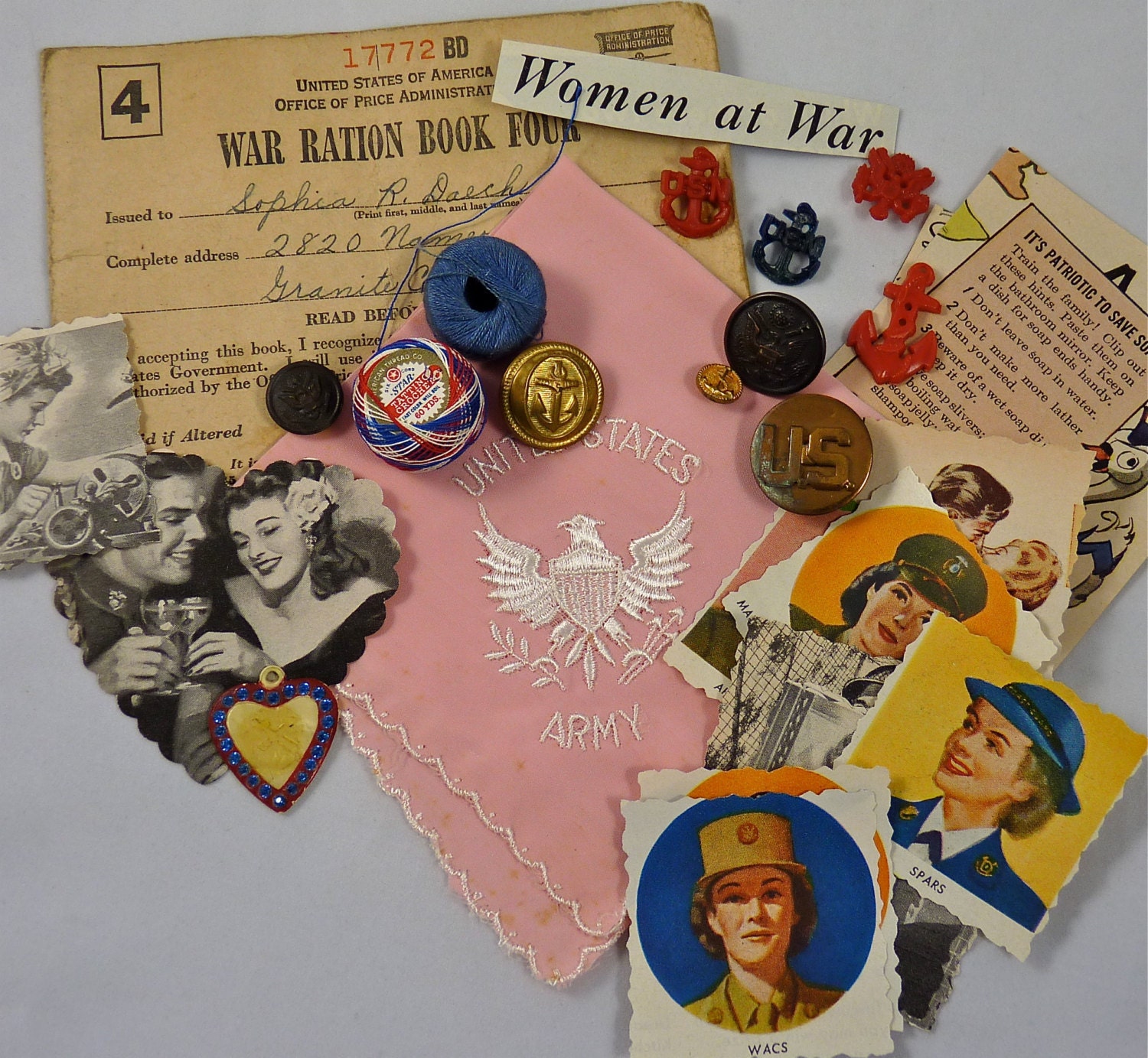 WWII Women at  War  Altered Art Supply Grouping for Mixed Media Art
