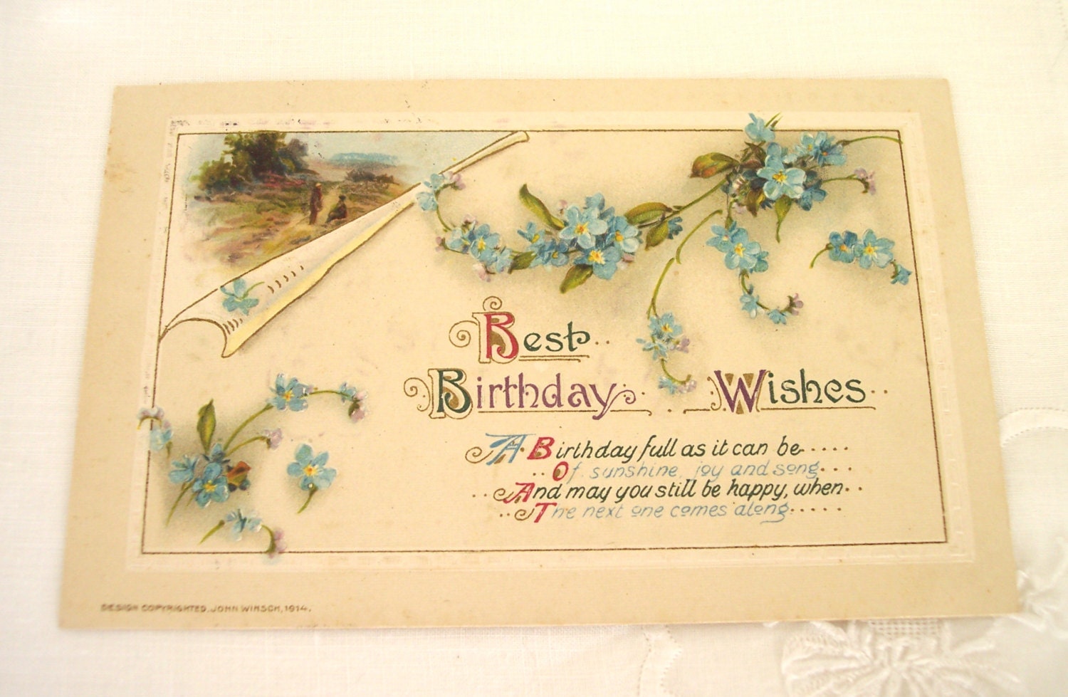 Antique Birthday Postcard Postmarked 1915