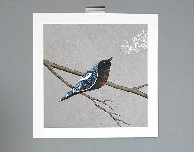 the ghosts of their departed leaves 4 // archival 8x8 fine art print from my original bird painting // by natasha newton