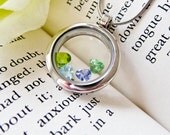 Floating Charm Locket With Four Initials, Birthstones - Gift for Mom, Mommy, Grandma - Personalized Customized Necklace
