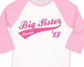 Big sister or big sister to be '13 sporty swoosh 3/4 sleeve length raglan shirt