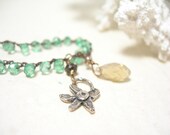 Mint green bracelet sterling silver flower crocheted charm spring fashion