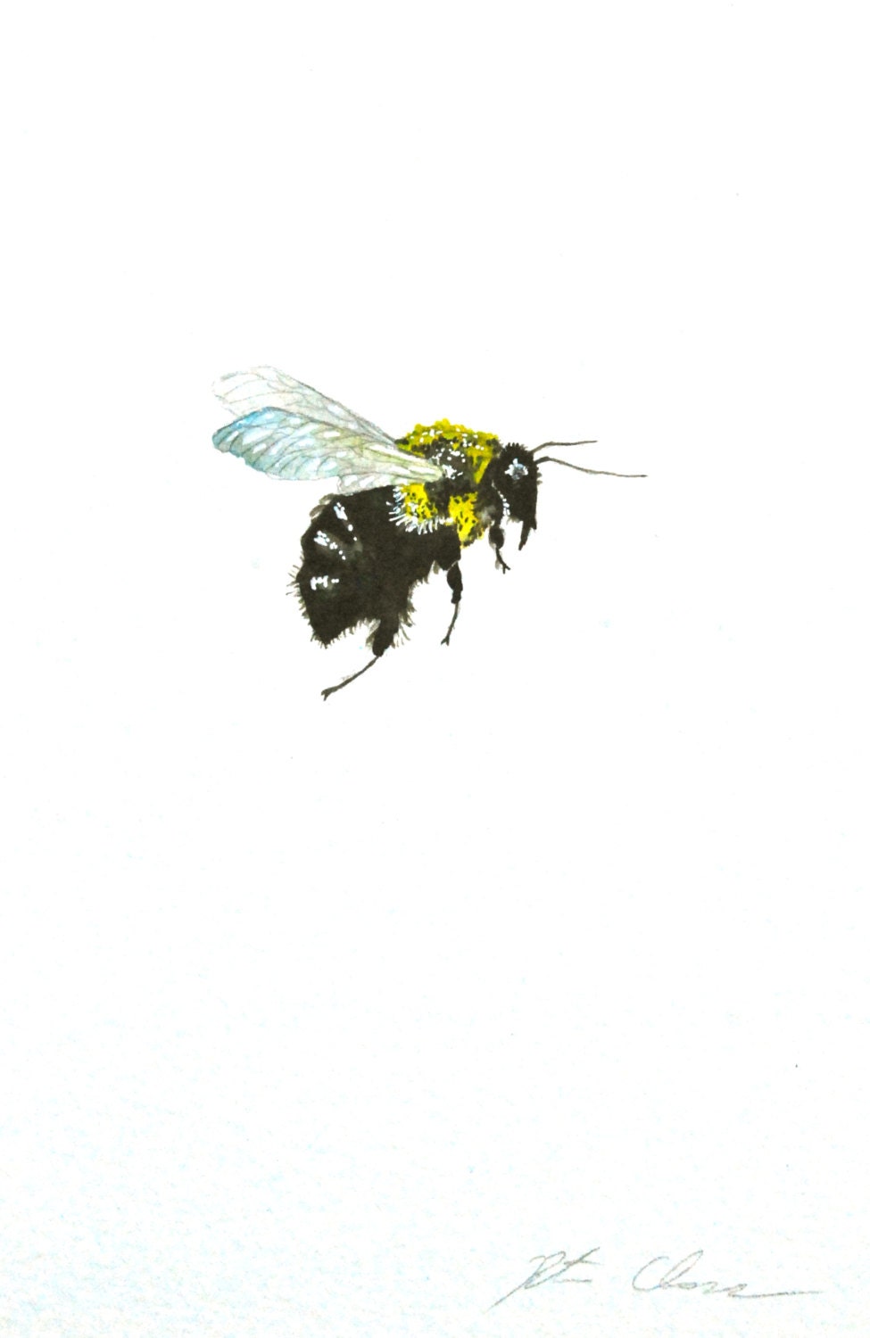 Watercolor Painting, Bee, Original Painting, 6"x9"