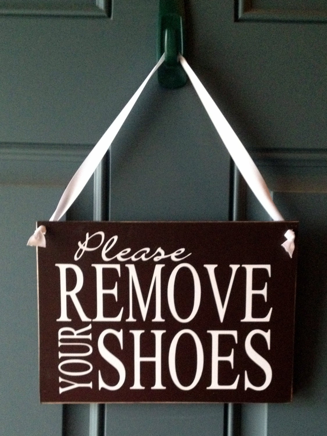 Please Remove Your Shoes door hanger - wood sign