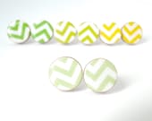 Jade Chevron Stud Earrings  - Zig Zag - Chevron Pattern - Pantone 2013 - Geometric Jewelry - Wood Earrings - Made to Order - Gift Under 10