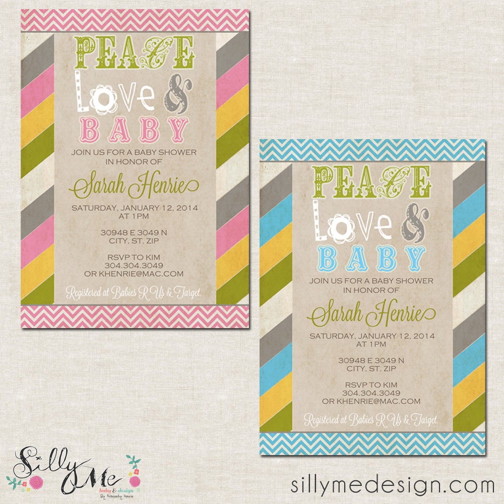 Peace, Love, and Baby-Custom Baby Shower invitation