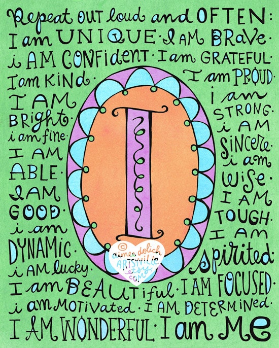 I am (8x10 doodle print)