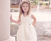 Flower Girl Dress - Coming up Roses - Rosette Bodice - Made to Order - Color Choices - Girls Sizes - 5, 6, 7, 8