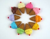 Cute ice cream cone fridge magnet - select one of 10 flavors, fake food, kitchen decor