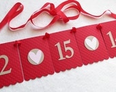 Save the Date Banner - Embossed Hearts - MADE TO ORDER - Wedding Date Photo Prop Banner Il_170x135