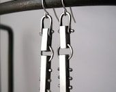 industrial bar earrings, dangle earrings, sterling silver, linear
