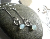 seafoam chalcedony earrings, sterling silver, faceted onion briolette, light green, light aqua