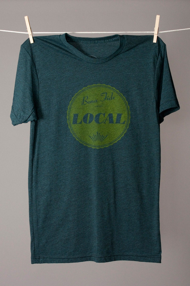 men's tshirt - local tshirt - locavore - dark aqua tshirt - american apparel - screen printed - FREE SHIPPING - flytrap