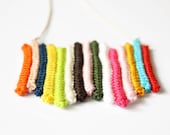 crochet colorful textile necklace with multi colored lines from cotton and sterling silver chain - crazy stripes in boho style, gift for her