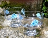 SALE Novelty Retro Sumo Wrestlers Glass Dessert Cups     Set of 2