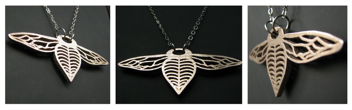 Bee Drop Necklace - Solid Stainless Steel - Abstract Bee Shaped pendant necklace