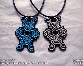 Glowing Colossus Sigil Necklace - shadow of colossus video game jewelry geek pendant nerd gifts acrylic