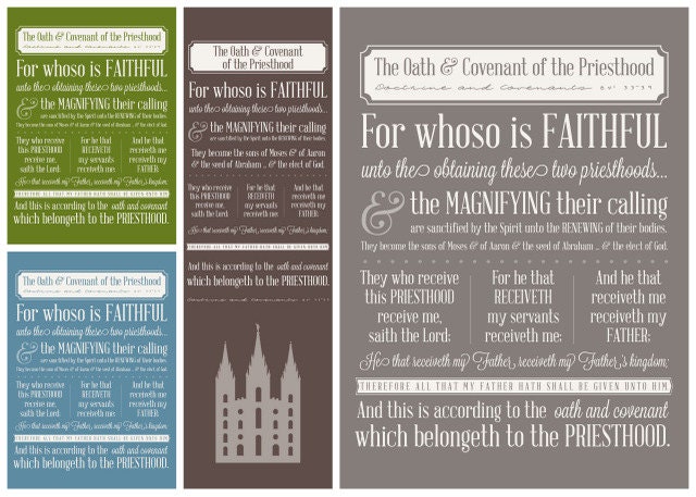 Oath & Covenant of the Priesthood - Subway Art - Instant Download