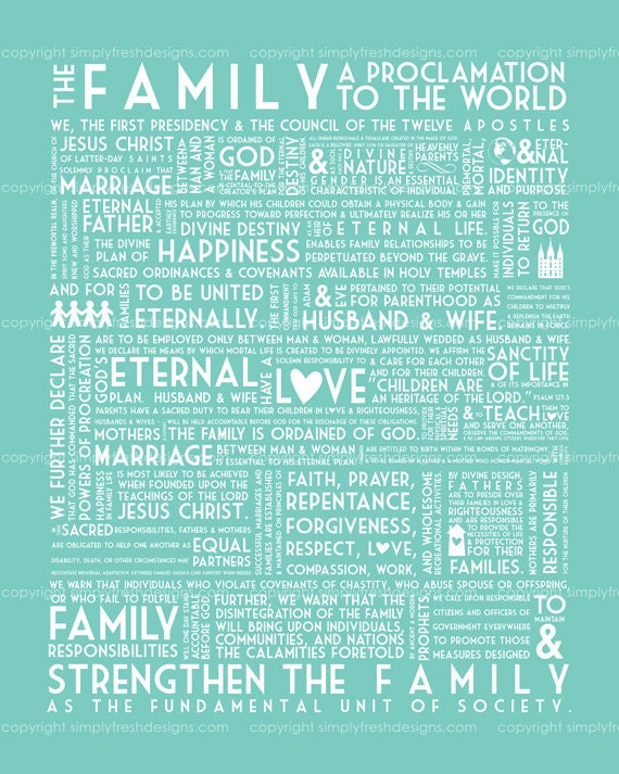 LDS Family Proclamation - 15 colors included - Instant Download