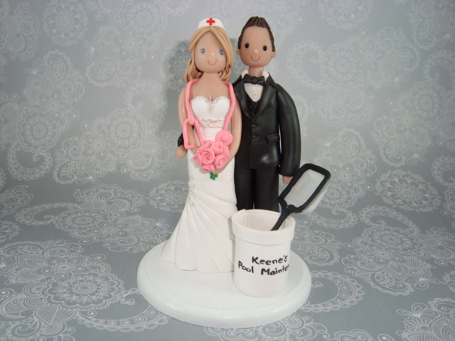 Personalized Nurse & Pool Boy Wedding Cake Topper