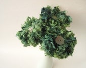 3 Leaf Green Flowers, Ribbon Flower Bouquet, table decor, floral centerpiece