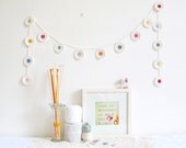 Ingrid colorful polka dot garland, crochet nursery bunting, cream with rainbow dots, wall hanging - MADE TO ORDER, by Emma Lamb