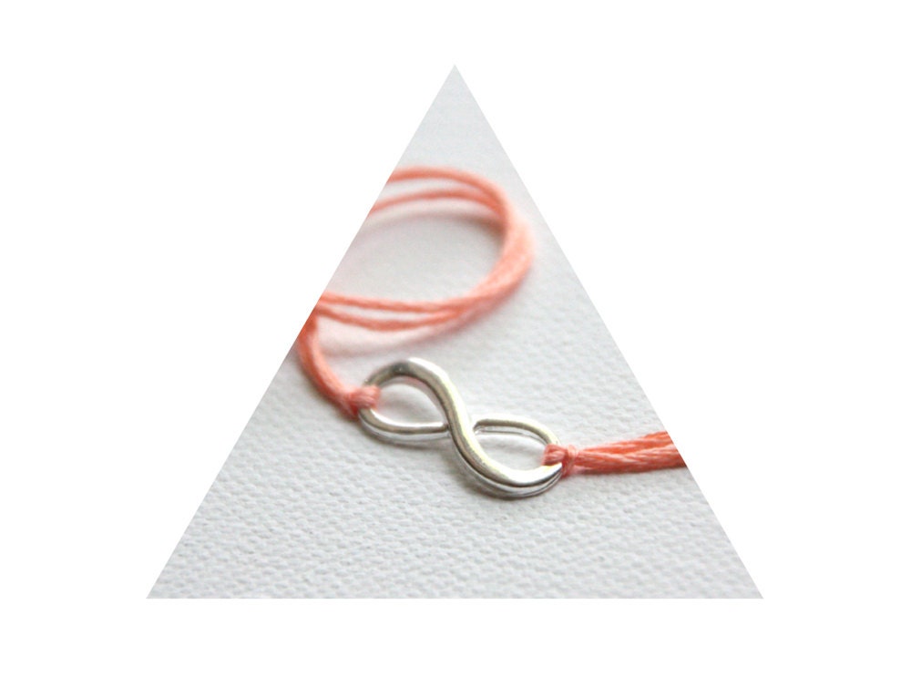 pastel peach friendship bracelet silver infinity bracelet best friends wishlet wish bracelet forever letterhappy etsy mothers day jewelry