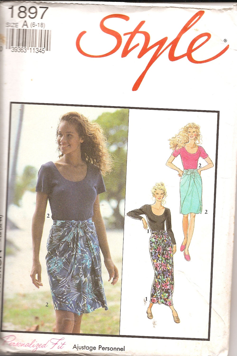 Vintage Sewing Pattern Tie Skirt Pull On and Top Style 1897 Early 90s Uncut