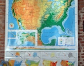 Vintage Nystrom Pull Down School Wall Map of the U.S.