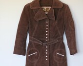 1960s Mod Brown Suede Leather Jacket Coat Vintage Rocker