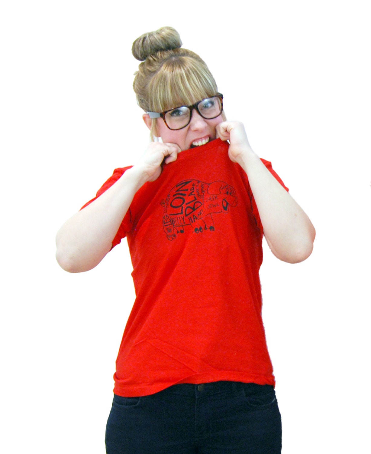 Pig Cuts screen printed Ladies' T-shirt