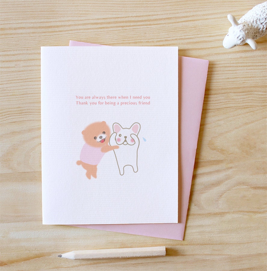 Supporting Friends Friendship Card - Funny, Unique, Cute, French Bulldog, Boo, Dog, I Love You Card, Anniversary Card, Friendship Card