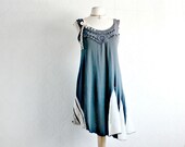 Dark Gray Summer Dress Bohemian Clothing Reconstructed Eco Friendly Clothes Lace Accent Gypsy Dress Small Medium 'WYNN'