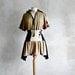 Tan Cotton Top 2X Upcycled Long Tunic Plus Size Shirt Bohemian Style Women's Clothing Eco Friendly Clothes Black Top 'CALLI'