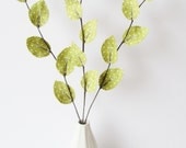 Fabric Leaves - Light Green Winter White Polka Dot Twig Branches Spring Decoration
