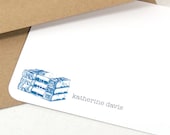 personalized stationery set flat note cards - VINTAGE BOOKS - set of 12 - choose color - personalized stationary