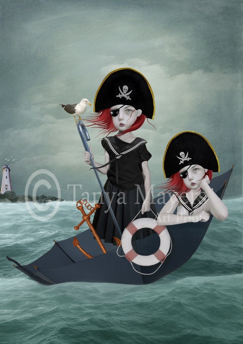 Nautical Art Print - Fantasy - Sailor Girls - Set Sail