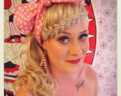 Pin Up -style polka dot Hair Bow scarf, light pink