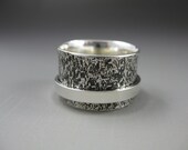 Rustic Distressed Finish Sterling Spinner Ring