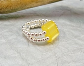 Yellow Stretch Band Ring, Handmade Ring, Stretch Band Ring, Stretchy Ring, Womens Ring