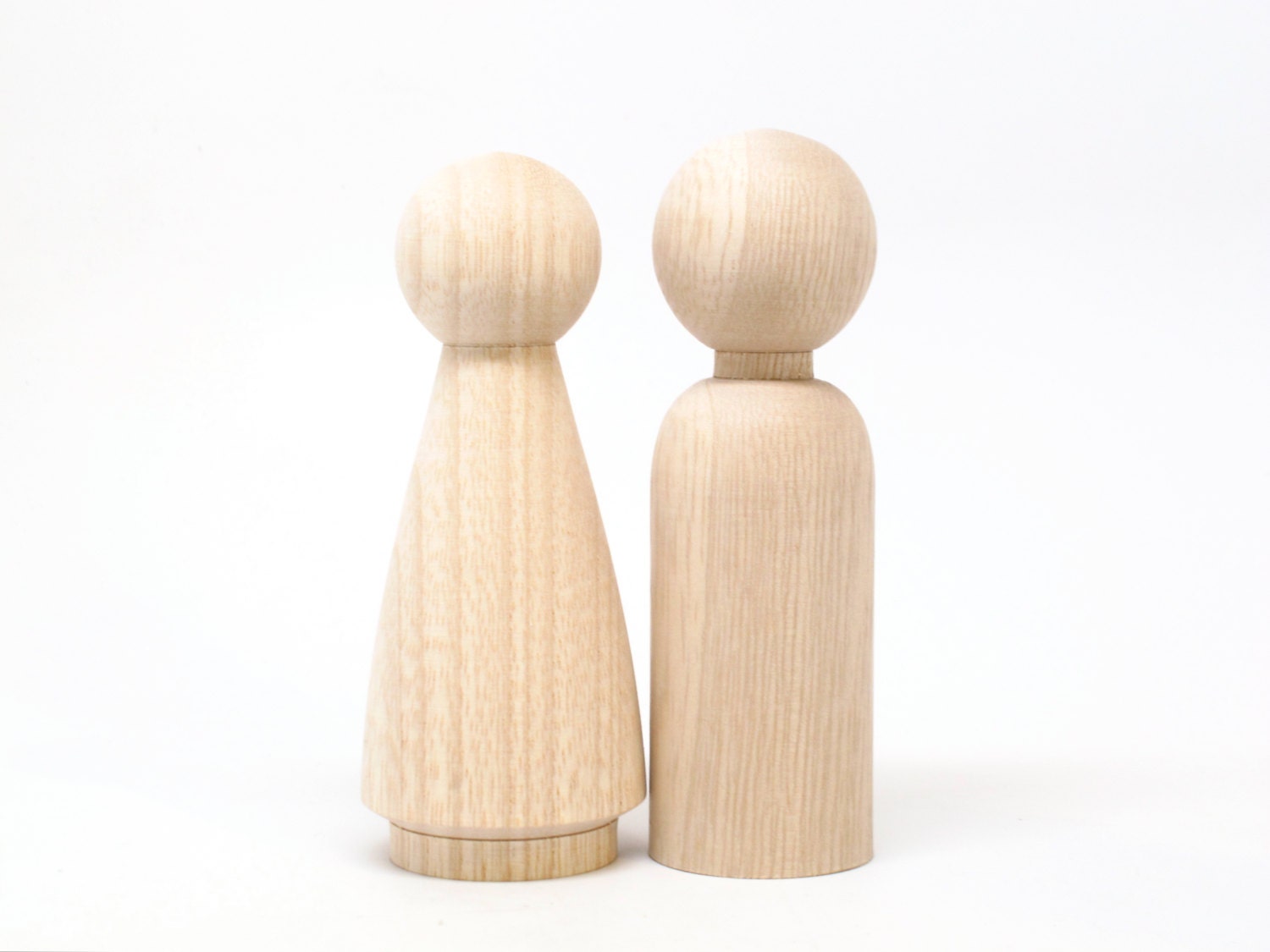 Peg Doll Wedding Cake Toppers with DRESS - size 3.5" - Fair Trade 16 Wooden Dolls - Unpainted and comes with Instruction booklet