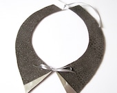Silver and Grey Leather Peter Pan Collar Necklace