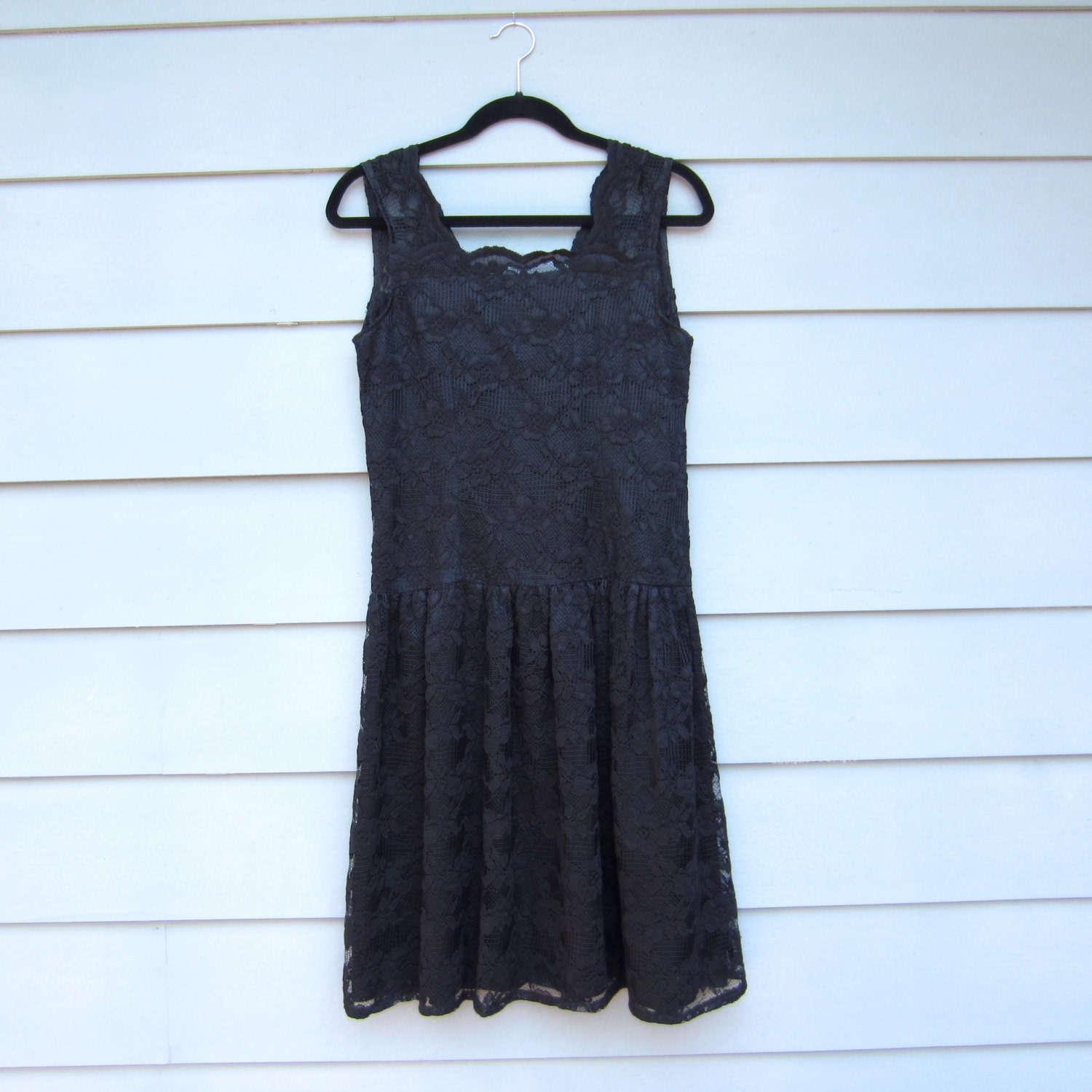 80s Lanz Black Lace Dress