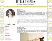 Self-Hosted Wordpress Premade Blog Theme: Little Things - green, lime, yellow, citrus, gray, charcoal, tribal, pattern, triangle, zig zag