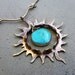 Sun Necklace with Turquoise, Golden, Throat Chakra, Talisman for Power, Strength, Energy, Clarity, Protection, Peace, and Good Luck