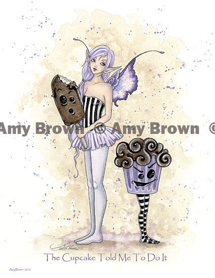 Fairy and Cupcake 8.5x11 Fairy Print by Amy Brown